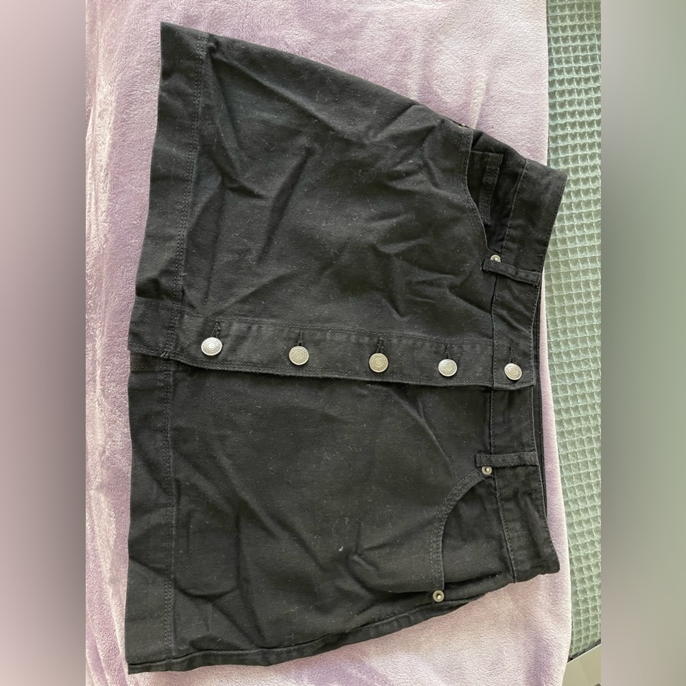 Black denim skirt